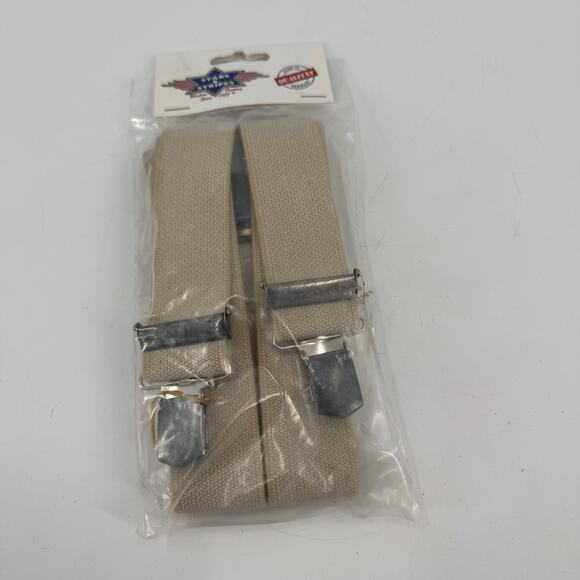 NWT Stars & Stripes Old Style western suspenders Clip white - Picture 2 of 4